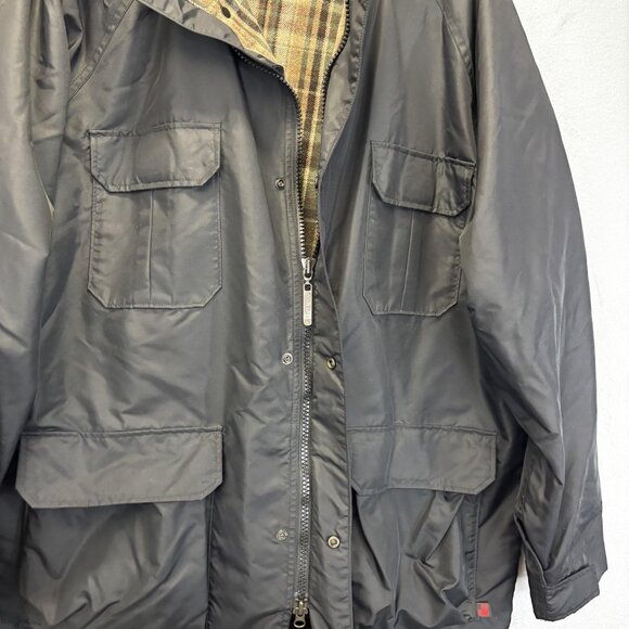 Woolrich Wool Lined Field Coat Mens Sz XL Black Plaid Hood Zip Guide Field 16038 - Picture 16 of 16